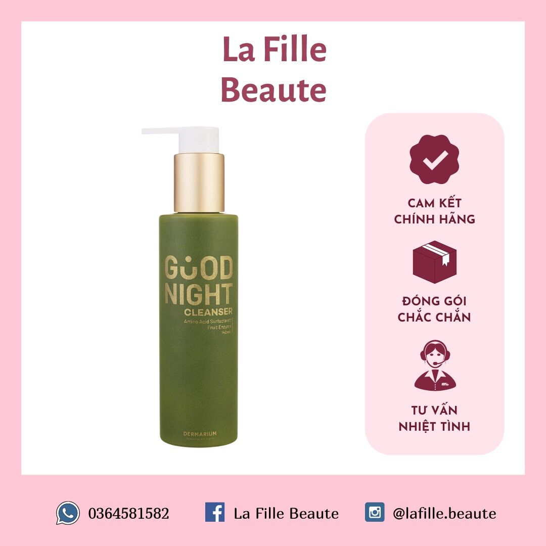 Gel rửa mặt than hoạt tính dịu nhẹ Dermarium Good Night Cleanser