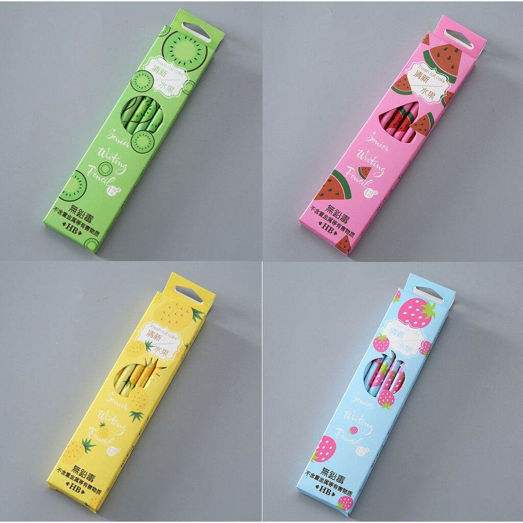 Hộp bút chì HB hình hoa quả kute (12 chiếc bút chì)