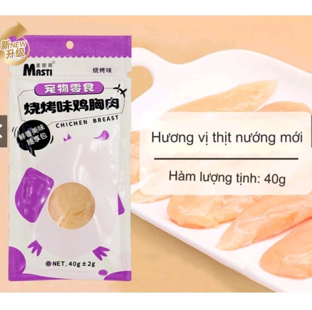 Ức gà hấp Masti cho chó mèo ăn liền thơm ngon,dinh dưỡng.