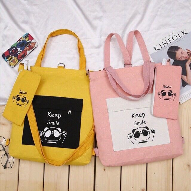 Túi tote thời trang đi học đi chơi dây tháo rời tiện lợi - keep smile