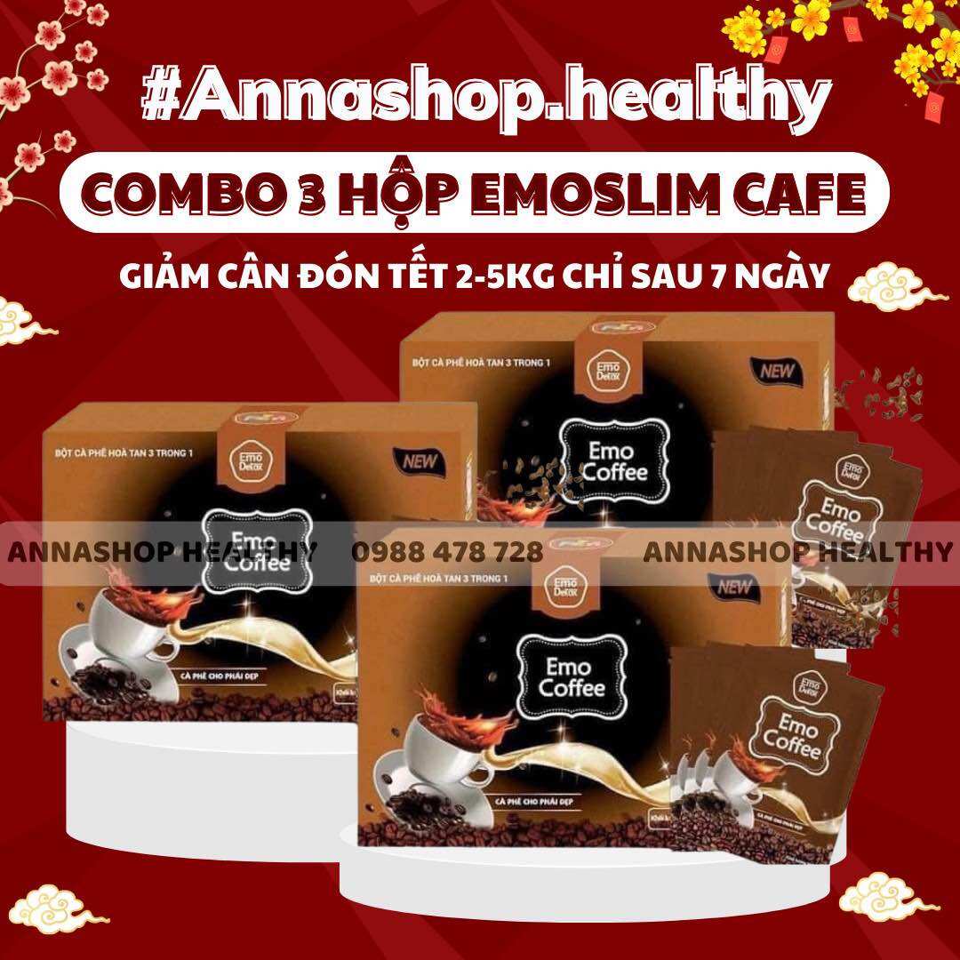 3 hộp giảm cân emo coffee thơm ngon/ 100% hàng chính hãng/ giảm cân 7 ngày