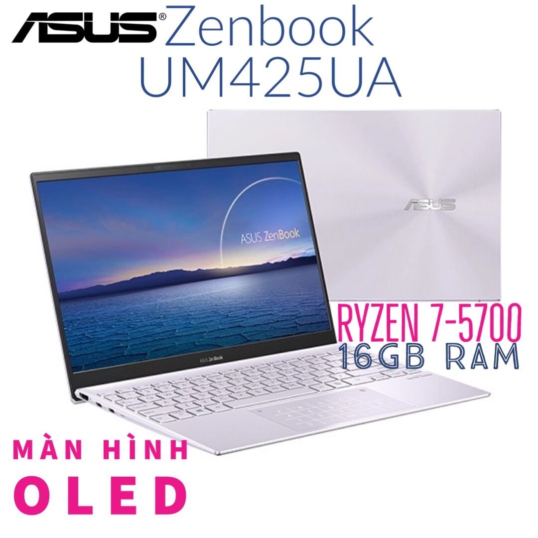 Laptop Asus Zenbook UM425UA Ryzen 7-5700U,16gb ram, 1tb SSD nVME, 14”Full HD IPS, windows 11 vỏ nhôm siêu mỏng siêu nhẹ