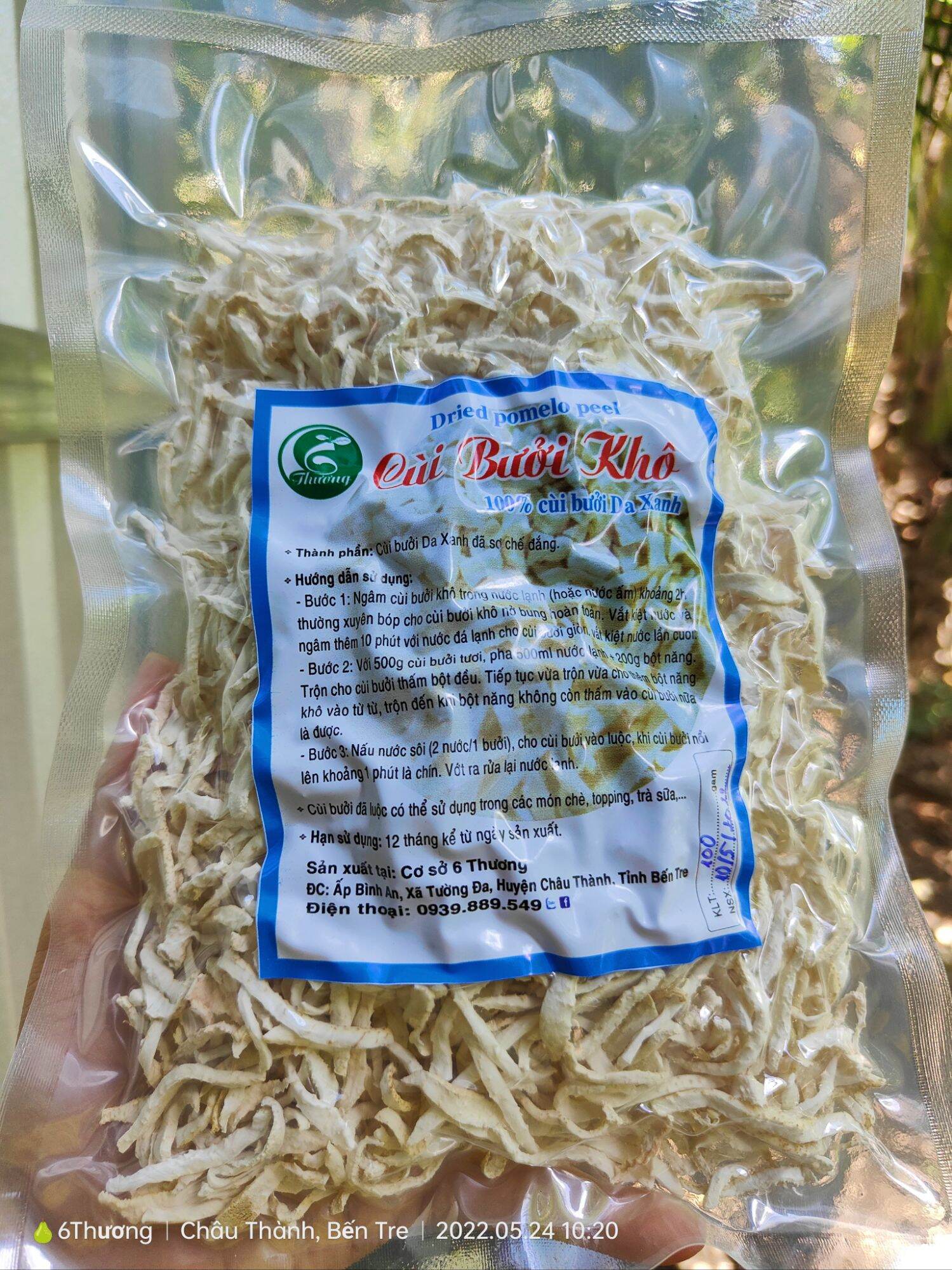 Cùi bưởi sấy khô đã khử đắng dạng sợi 500g