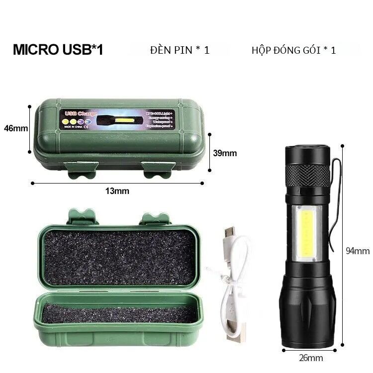 Mini torch LED sạc Đèn pin xách tay USB Sạc đèn pin ngân hàng điện cao cắm trại không thấm nước tầm xa đèn lồng