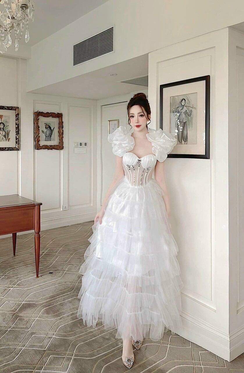 ĐẦM MAXI BÈO TAY ĐÍNH ĐÁ