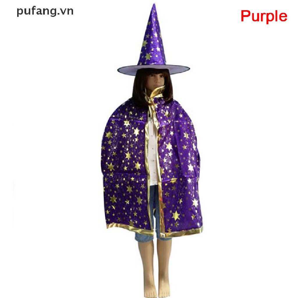 Set Áo Choàng và nón phù thuỷ trang phục hoá trang Halloween cho bé trai và bé gái