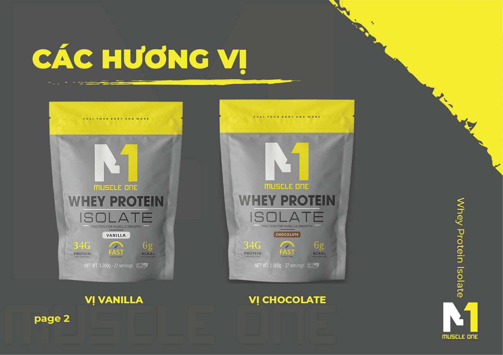 Sữa tăng cơ giảm mỡ, whey protein isolate MUSCLE ONE 2kg (combo 2 túi tặng quà)