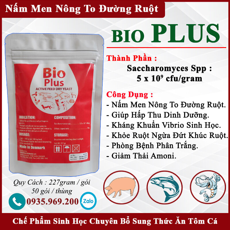 Men tiêu hóa tôm cá Bio Plus , bổ sung nấm men Nông to đường ruột, hấp thụ tối đa dinh dưỡng nhanh chóng lớn .Gói 227gram