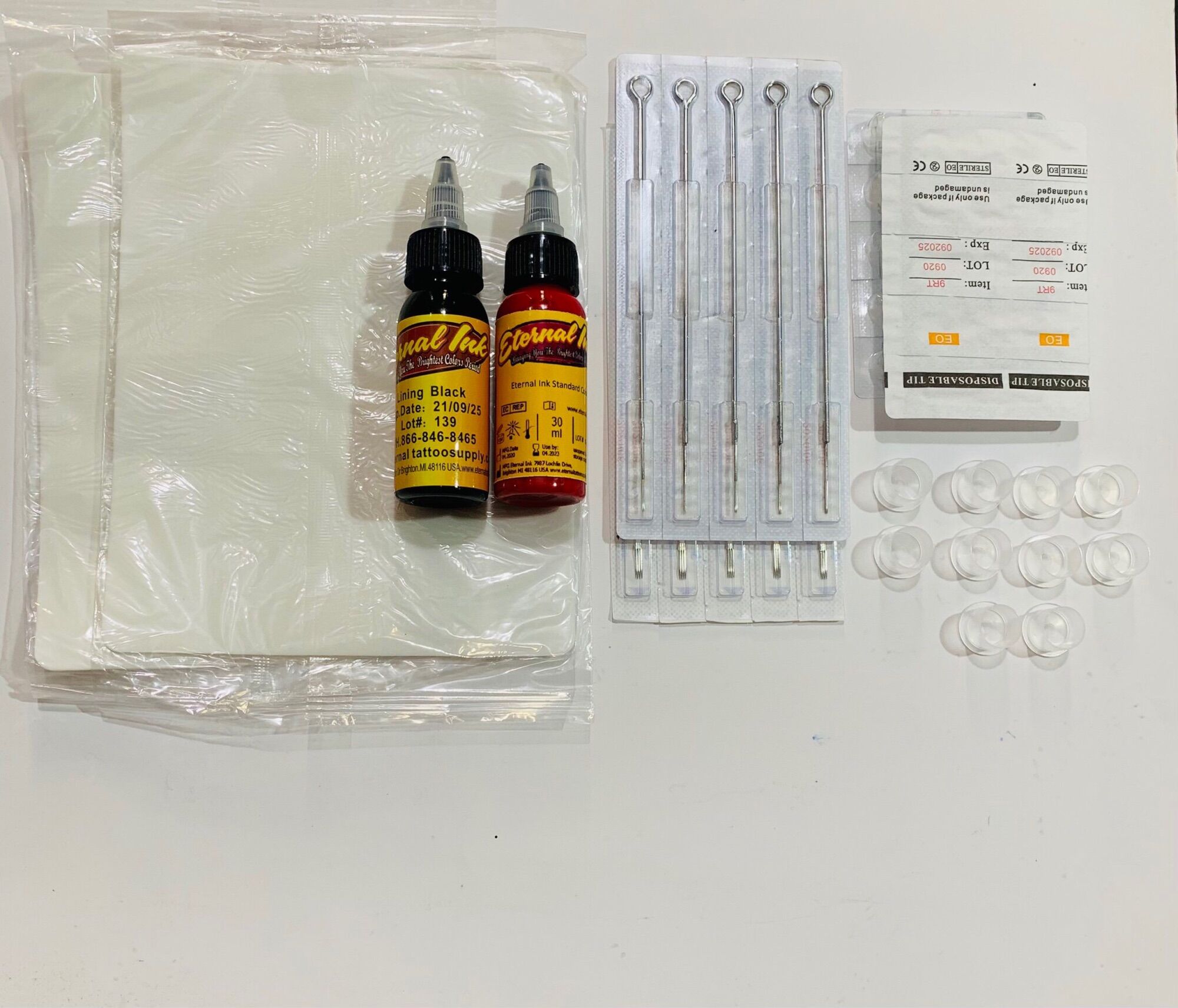 [ GIÁ HUỶ DIỆT ] Combo 10 kim xăm + ngòi + 2 mực xăm + 2 da tập