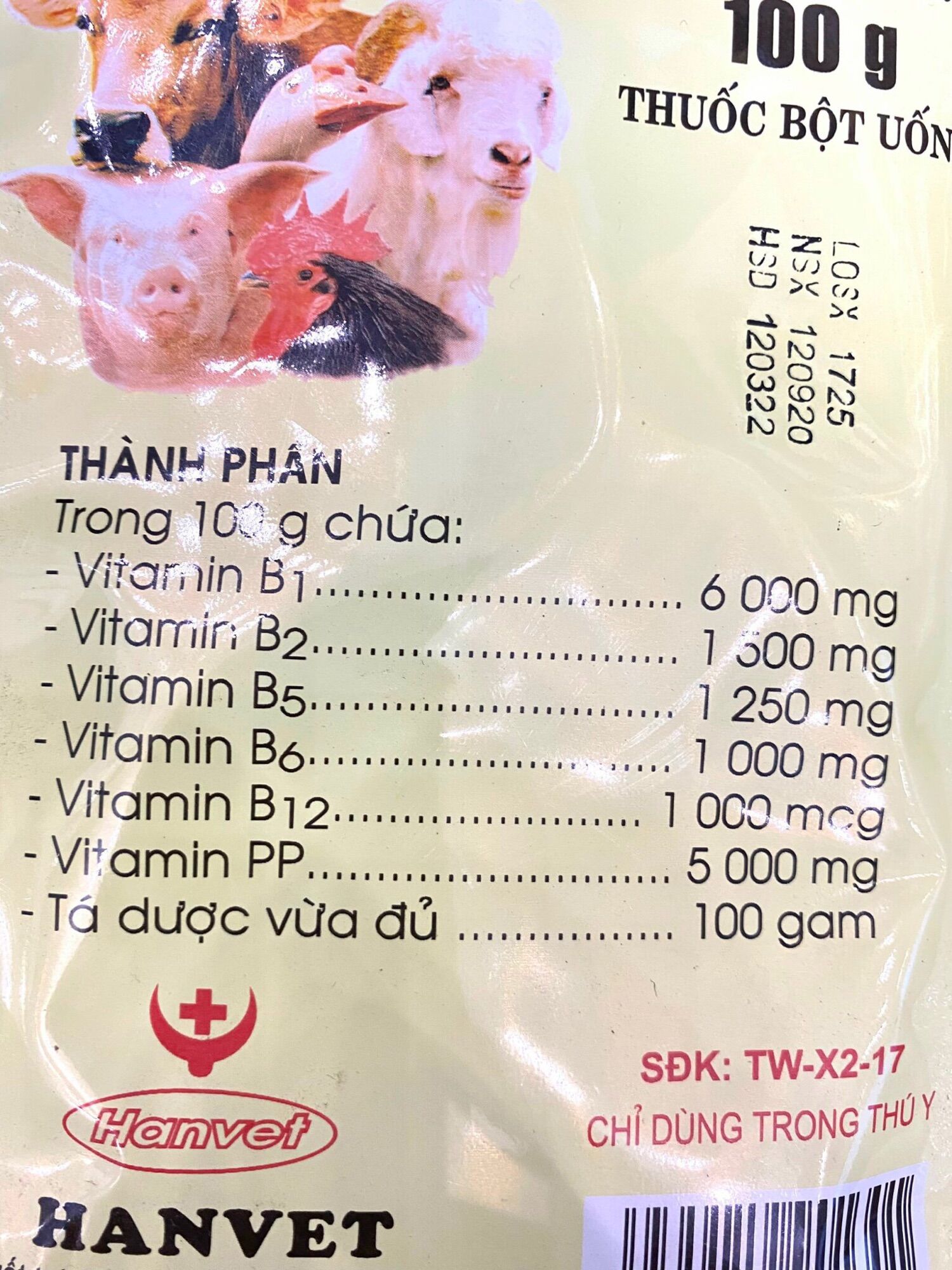 [THÚ Y] 1 gói B-complex 100g bổ sung vitamin B dùng cho lợn gà