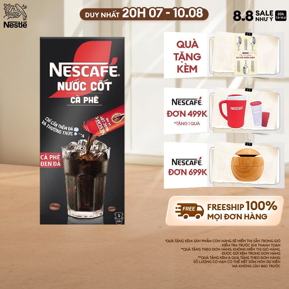 [ƯU ĐÃI THÁNG 6] NESCAFÉ Nước Cốt Cà Phê vị Café Đen Đá (Hộp 5 Gói)- FUJJI