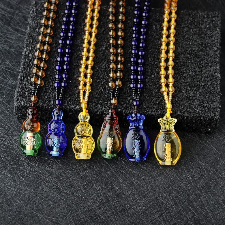 Coloured Glaze Mantra Pendant Pendant Forming Ties Lucky Men and Women Charm Necklace Buddhism Amulet Safeness Ornament Pendant