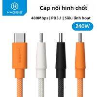 Cáp Sạc Nhanh USB C To USB C Hagibis 240W, Dây Type-C Với Đầu Cắm Wedge, Hỗ Trợ PD3.1, Dành Cho iPhone 17 Pro Max, Máy Tính Bảng, Carplay, Đồng Bộ Dữ Liệu