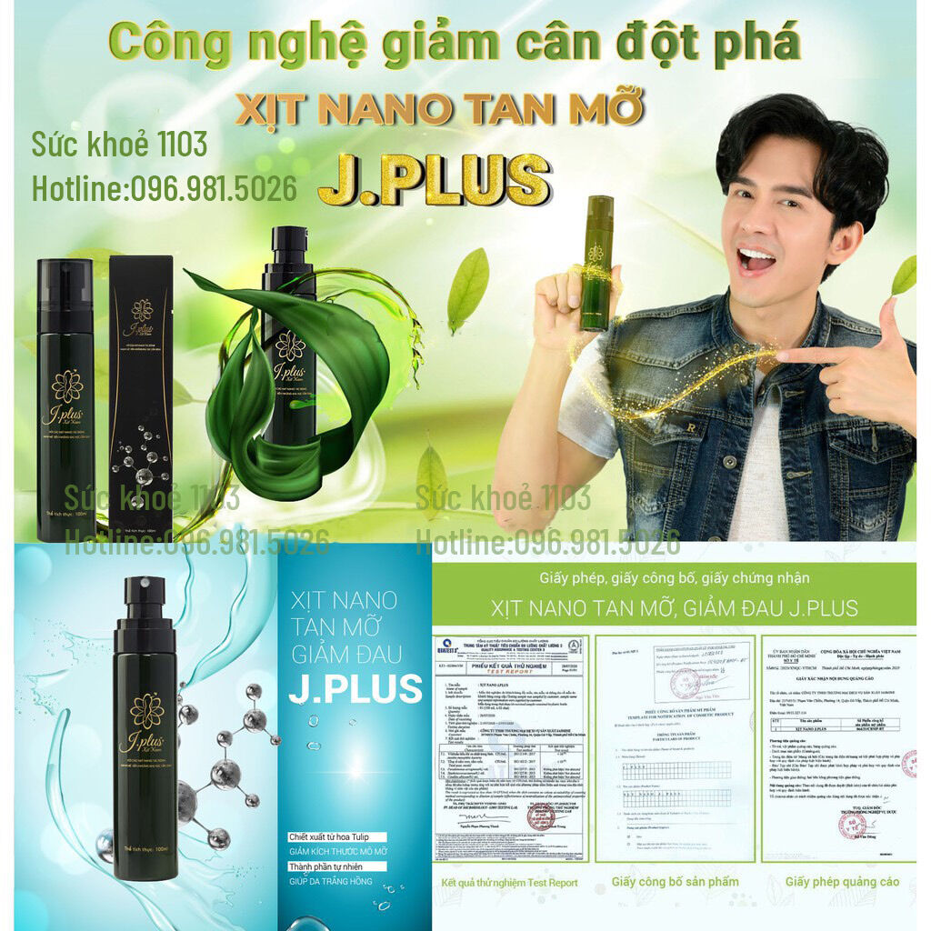 Jplus xịt giảm mỡ nano đan trường - giảm mỡ bụng đùi bắp tay chân 100ml chính hãng