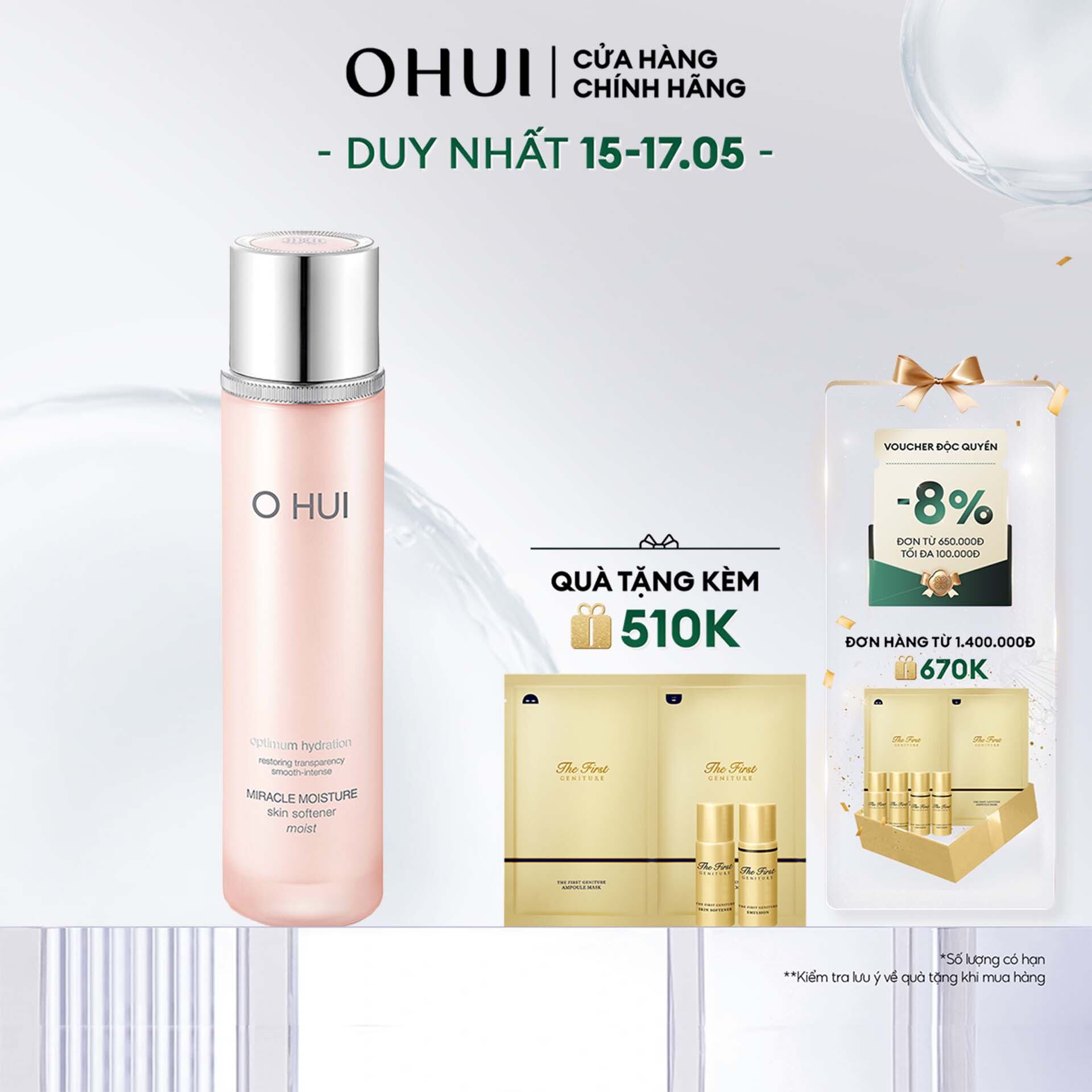 Nước cân bằng dưỡng ẩm cho da khô OHUI Miracle Moisture Skin Softener - Moist 150ml