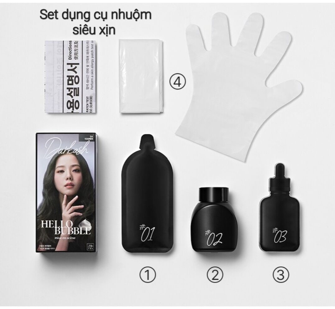 Thuốc nhuộm tóc dạng bọt Hello Bubble BLACKPINK 5A DARK ASH THAN CHÌ