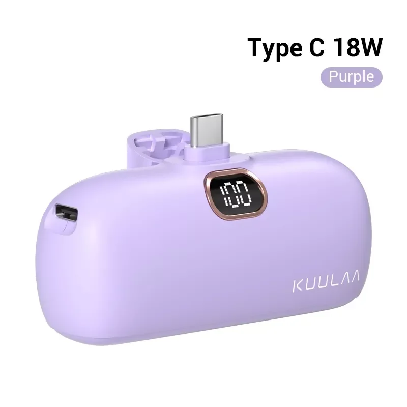 Sạc dự phòng mini Kuulaa 5000mah, type C màu tím