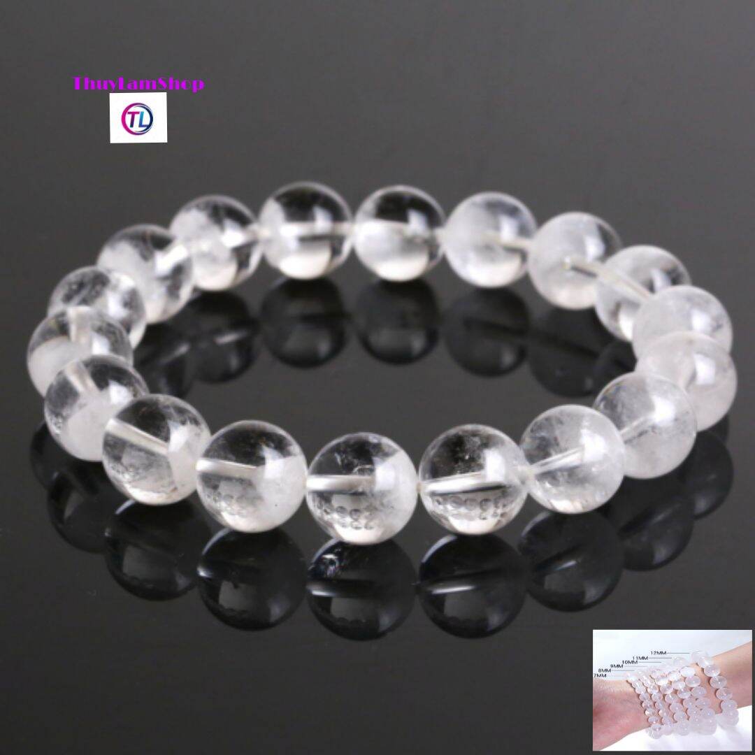 Vòng tay đá thạch anh trắng thiên nhiên bao kiểm định 10li