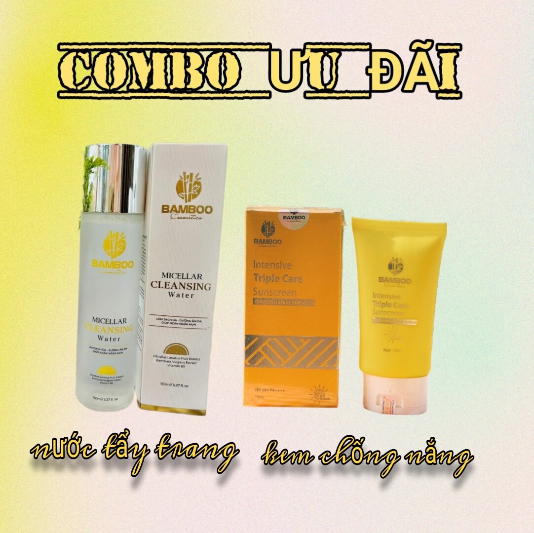 💥ưu đãi💥combo tẩy trang và kem chống nắng bamboo