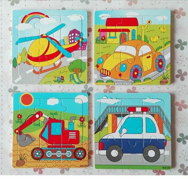 10 tranh ghép hình bằng gỗ 9 mảnh kích thước 15x15cm dành cho bé