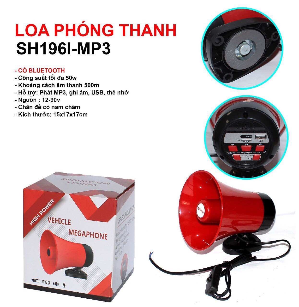 [HCM]Loa phóng thanh Sunrise SH196L-MP3 có thu tiếng
