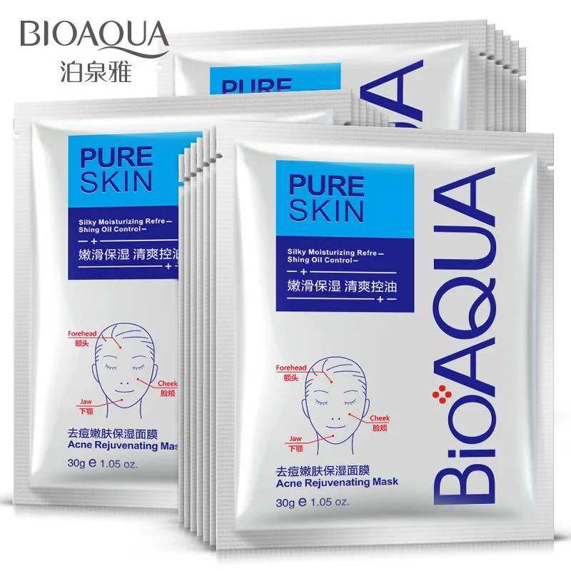 Mặt nạ dưỡng ẩm giảm mụn Mask Pure Skin Bioaqua giảm mụn cấp tốc trắng sáng da mặt nạ giảm mụn Bioaqua
