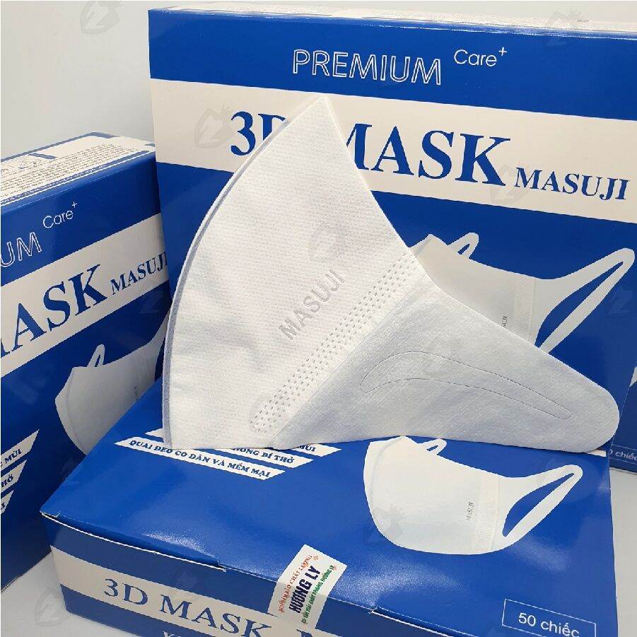 Khẩu Trang 3D Mask Masuji Công Nghệ Dập Nhật Bản ( Hộp 50 Cái ) mầu TRẮNG.