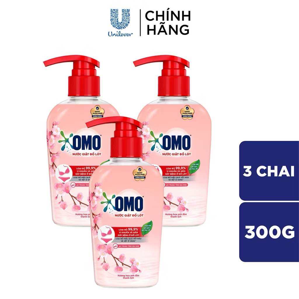 Combo 3 Chai Nước Giặt Đồ Lót OMO Hương Hoa Anh Đào Thanh Lịch 300G