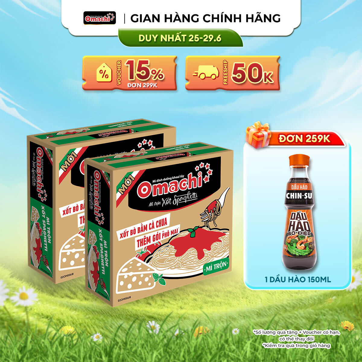 Combo 2 Mì Omachi Mì Trộn Xốt Spaghetti Gói 90g - Thùng 30 Gói x 90g