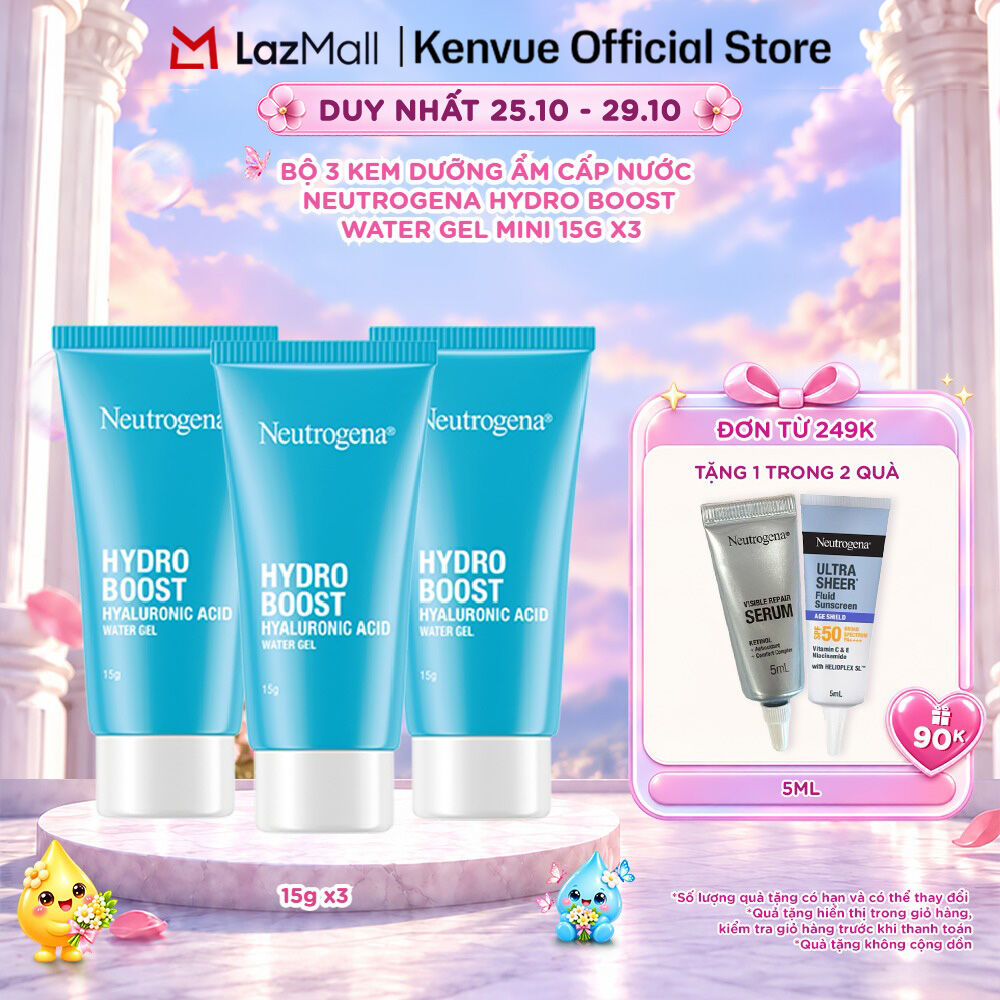 Combo 3 Kem dưỡng ẩm cấp nước Neutrogena® Hydro Boost Hyaluronic Acid Water Gel Mini 15gx3