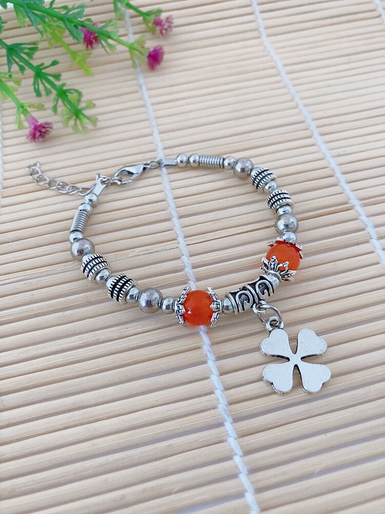Vòng tay handmade đá màu phối cỏ 4 lá, đa dạng mẫu mã, chất lượng đảm bảo và cam kết hàng đúng mô tả