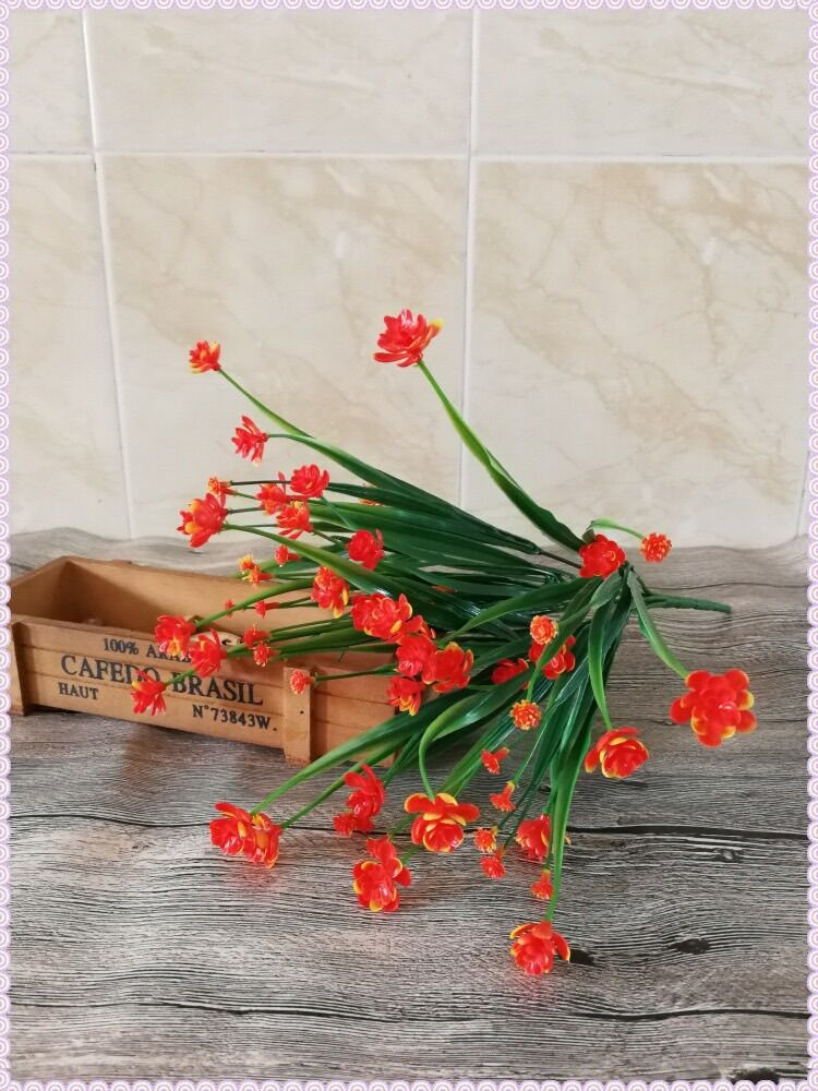 Cụm hoa giả cắm trang trí cắm điểm chậu hoa lan handmade S0695 (cỏ hoa đá)