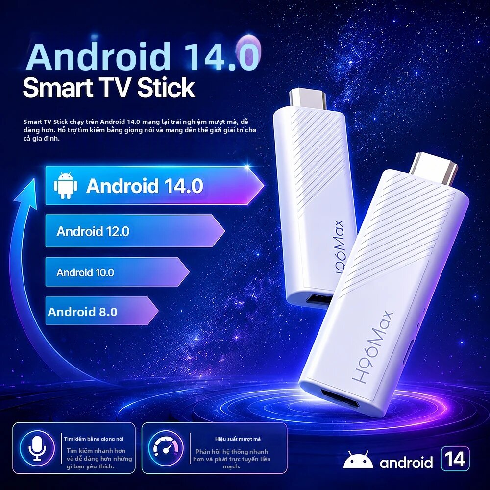 Đầu Thu Truyền Hình Thông Minh H96 MAX Android 14.0 Rockchip RK3518 Quad Core 4K HDR Wifi6 BT5.4 16GB/8GB ROM Điều Khiển Bằng Giọng Nói