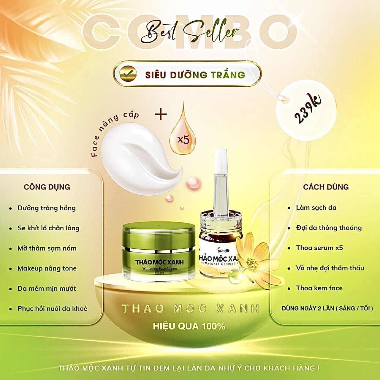 [Sẵn] Combo Thảo Mộc Xanh ( 1 Kem Face + 1 Vàng)