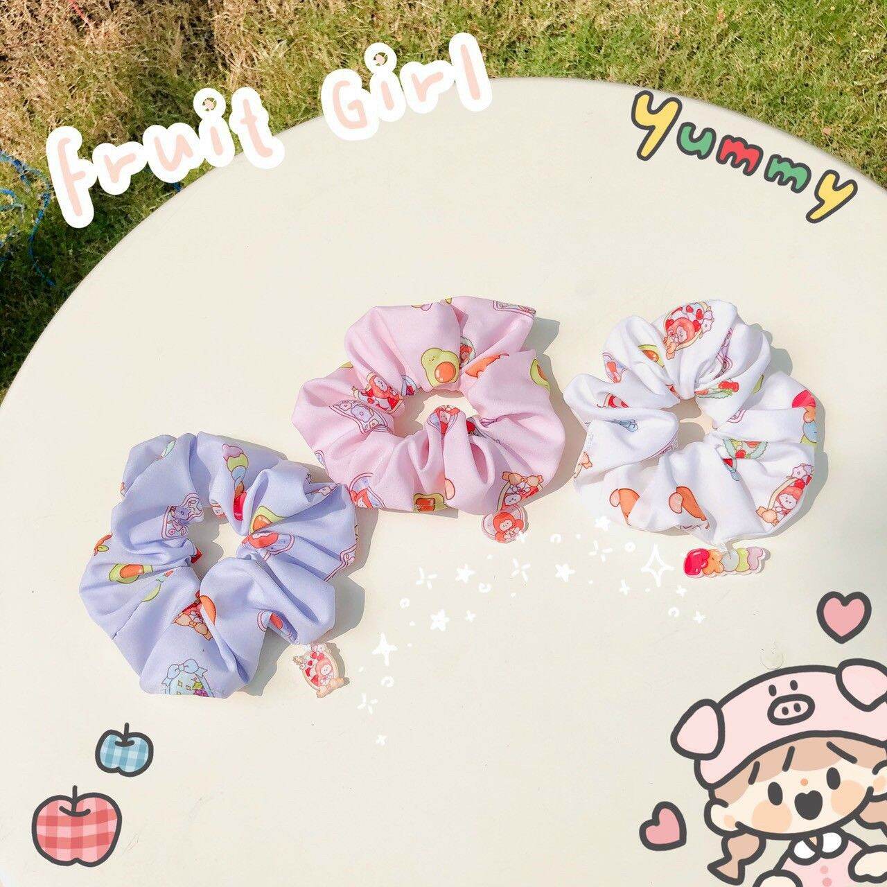 Buộc tóc scrunchies mẫu quả bơ nhiều màu