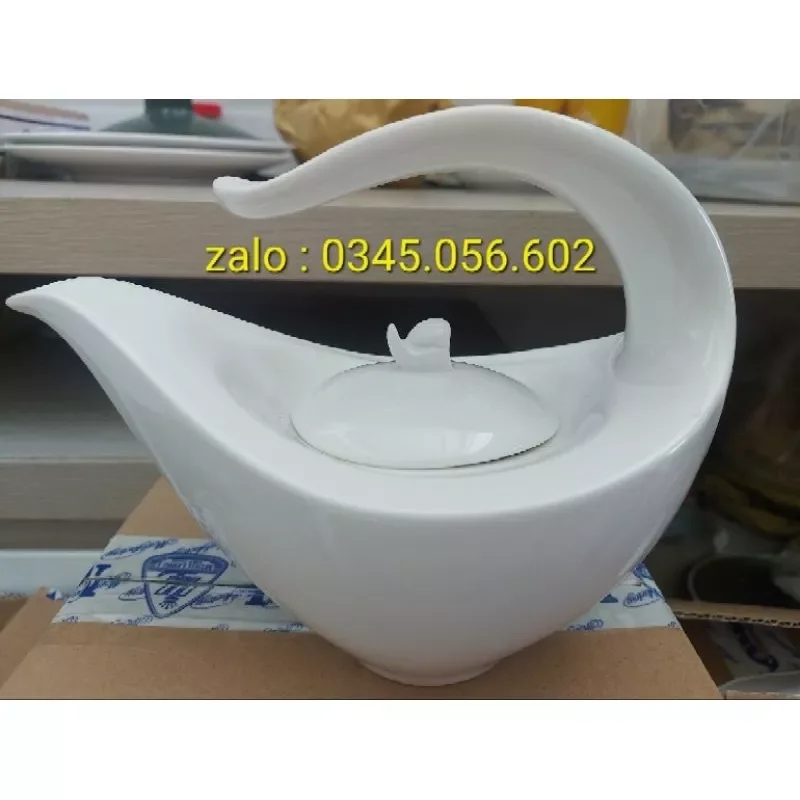 Bình trà anh vũ 0.45 lít - trắng ngà