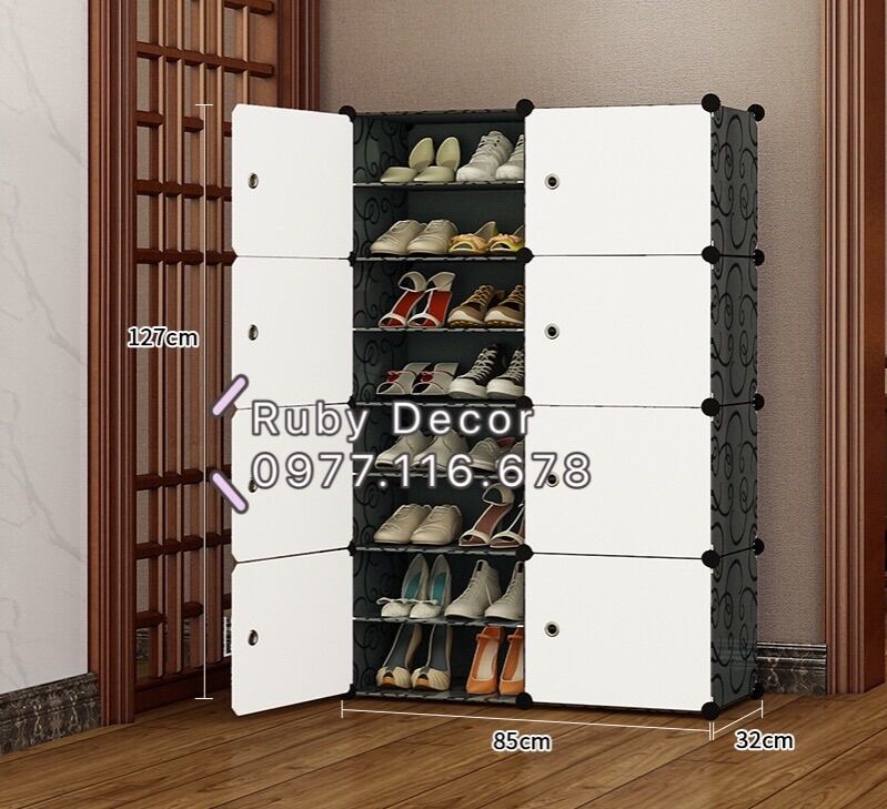 TỦ NHỰA ĐỰNG GIÀY DÉP 16 ô ( tặng kèm móc sườn treo đồ) - HT1990