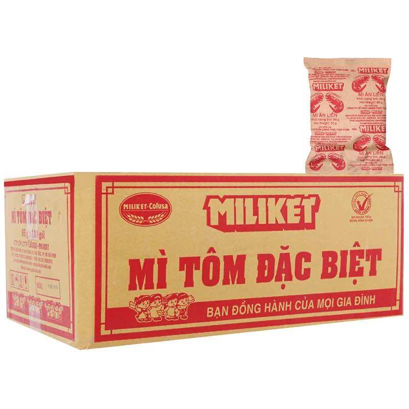 Thùng 30 gói mì sa tế Miliket giấy vàng 75g