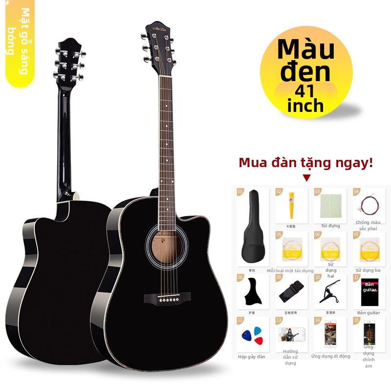 Đàn Guitar Acoustic Gỗ cho Người Mới Học với Pickup
