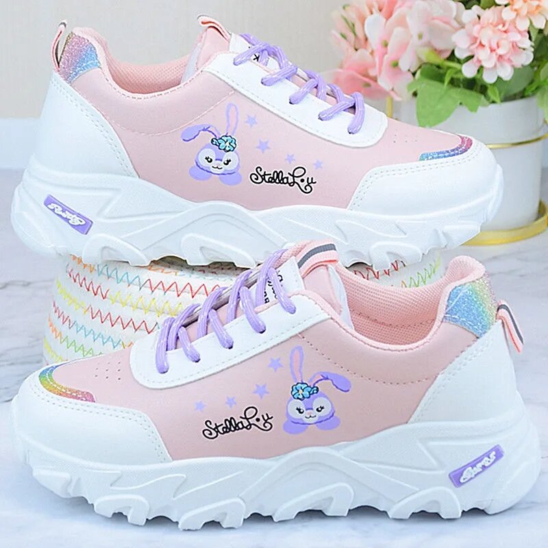 Giày Thể Thao Trẻ Em Giày Chạy Bộ Mặt Da Star Dello Mẫu Mới Mùa Xuân 2022 Giày Chunky Sneaker Học Sinh Nữ Giày Lưới Thoáng Khí