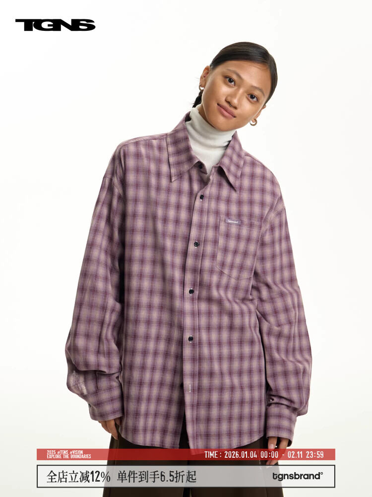 TGNS Loose Cotton Plaid Shirt Long Sleeve American Style Retro Stripes for Men And Women Spring Season Breathable Casual Shirt Giá 1,623,000 Đồng*Miễn phí vận chuyển