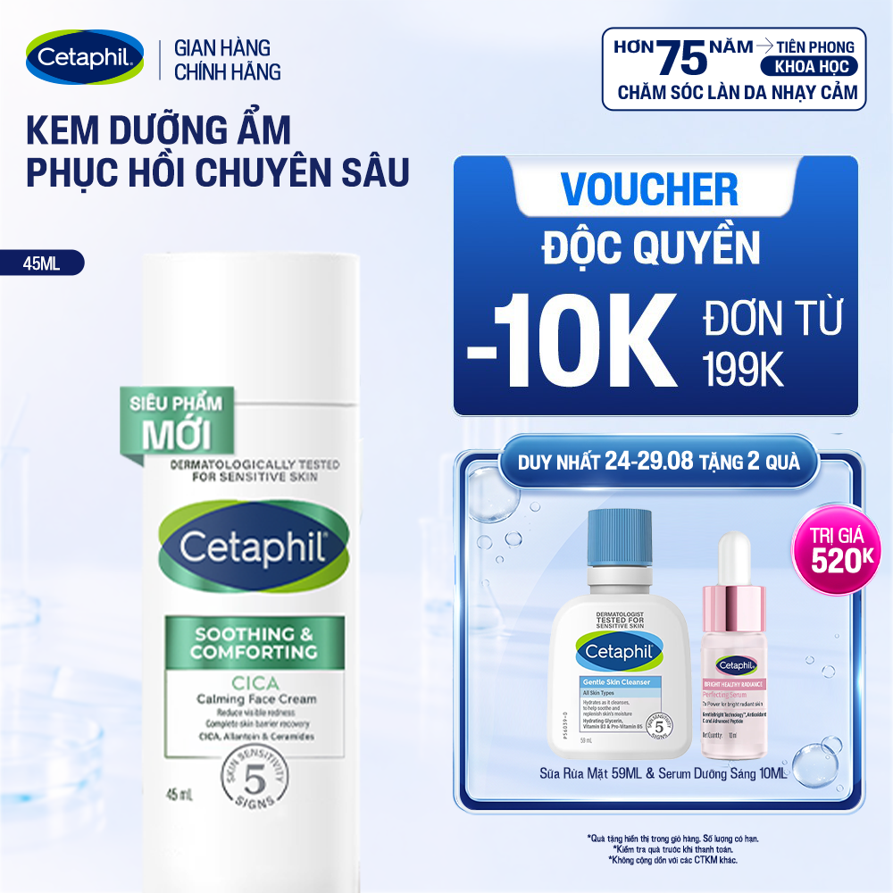 Kem dưỡng ẩm làm dịu và phục hồi chuyên sâu Cetaphil Soothing and Comforting Cica Calming Face Cream 45ml
