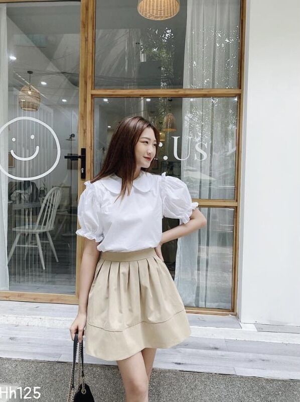 Set Áo Sơ Mi Cổ Sen + Chân Váy