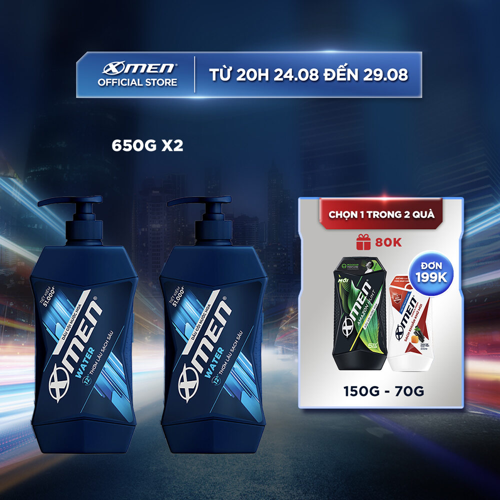 Combo 2 Dầu Gội X-Men Mát Lạnh Water 650g/chai
