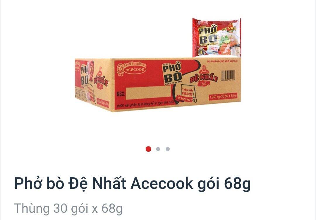Thùng phở bò đệ nhất 68g x 30 gói