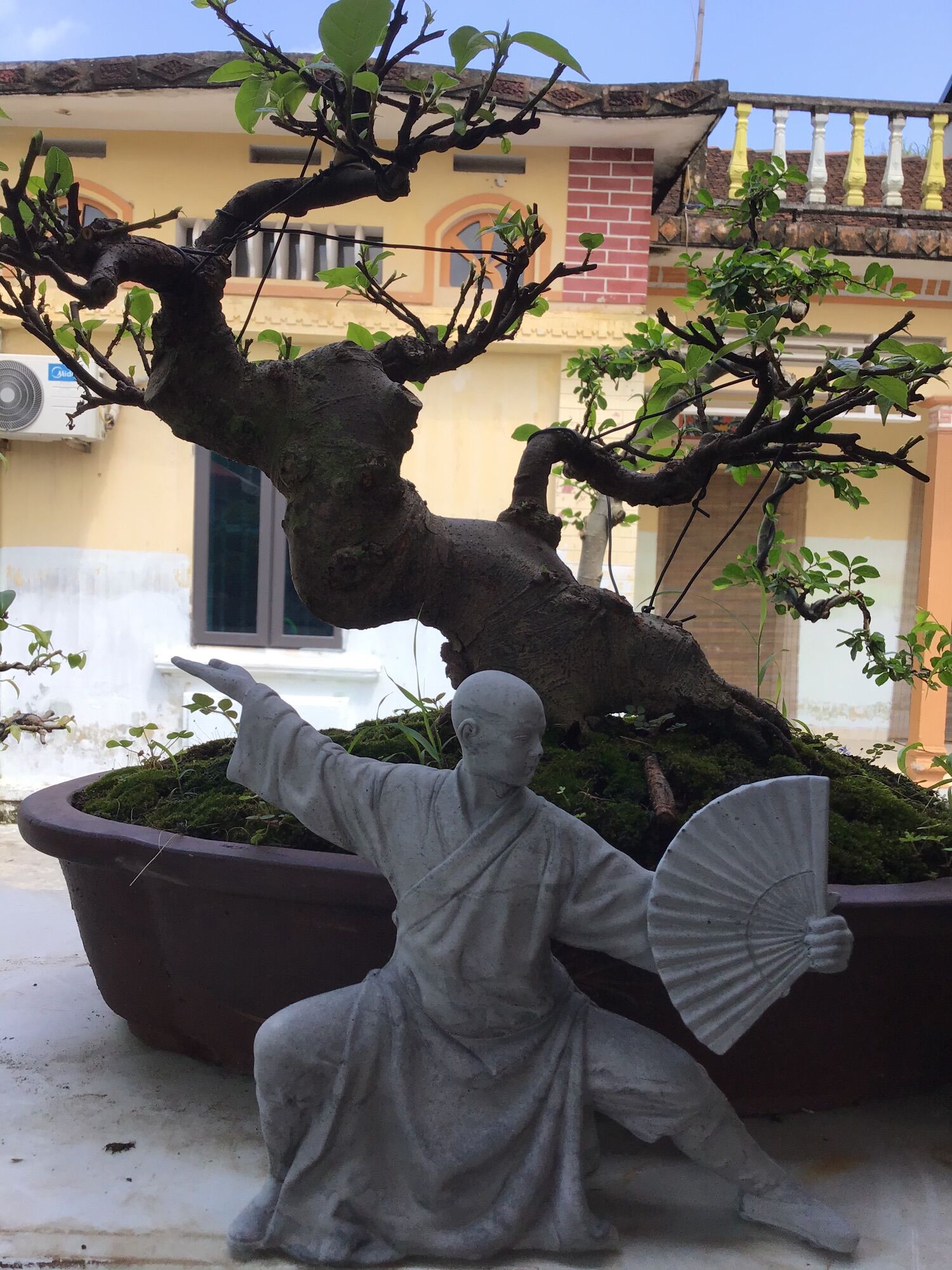 Tượng tăng nhân cầm quạt( chất liệu xi măng)