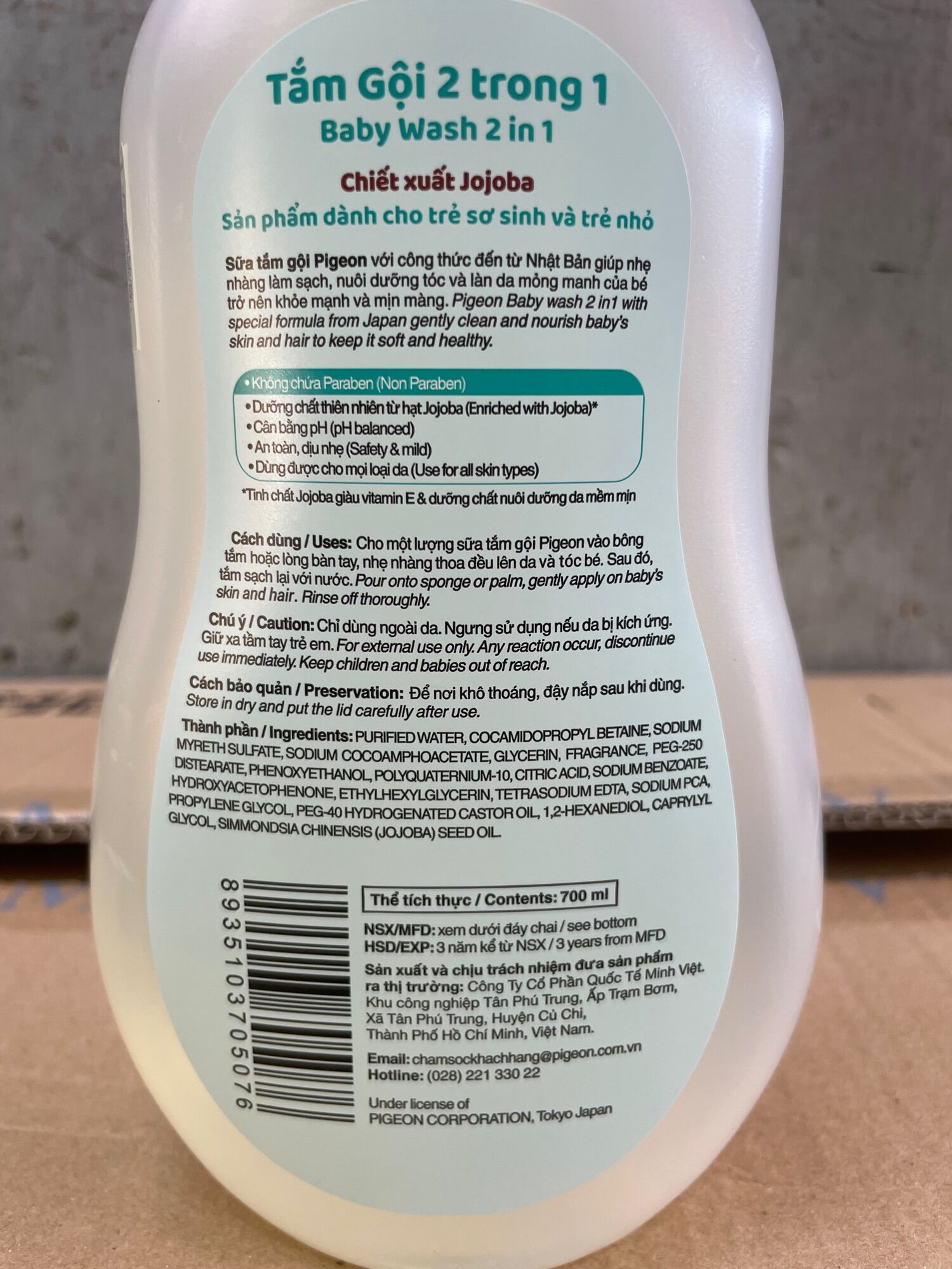 Tắm Gội Pigeon BaBy 2in1 700ml(Mầu Xanh)
