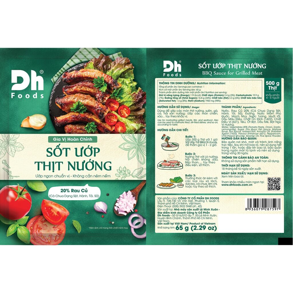 Sốt ướp thịt nướng DH dạng gói 65gr