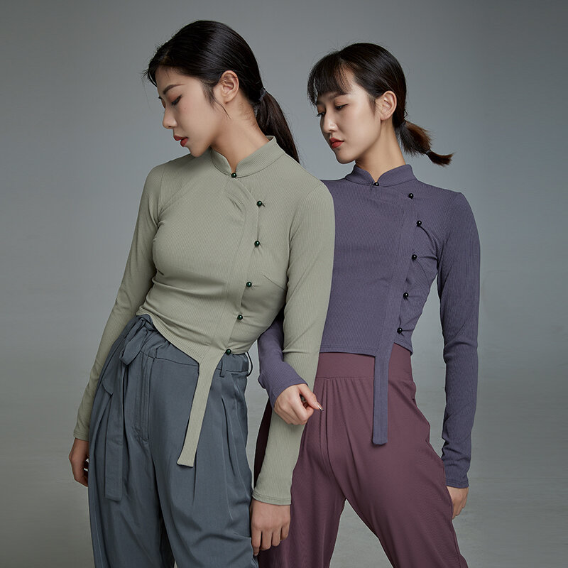 Sườn Xám Nhảy Hiện Đại Duxiu Lộng Lẫy Áo Có Đai, Trang Phục Luyện Công Múa Kiểu Trung Quốc, Trang Phục Múa Trung Quốc Tôn Dáng Gầy