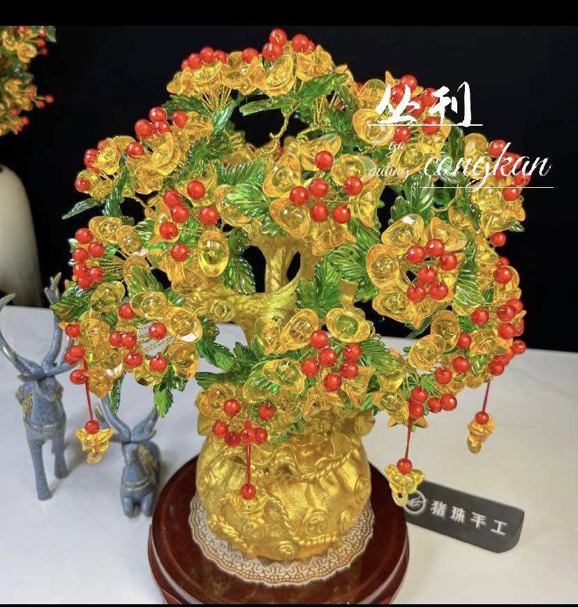 Set vật liệu tự làm cây kim tiền + thỏi vàng mang tài lộc đến, đồ trang trí phong thuỷ đẹp